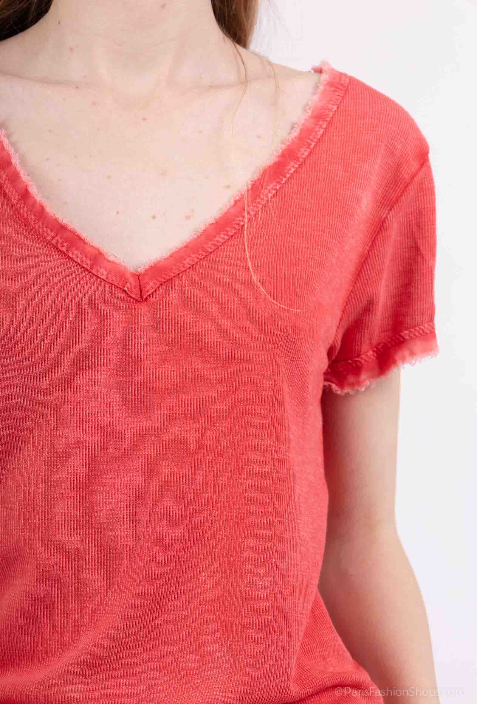 Pépouz' Paris - Wholesale T-Shirt - Women's - Washed cotton short-sleeve T-shirt PT250418