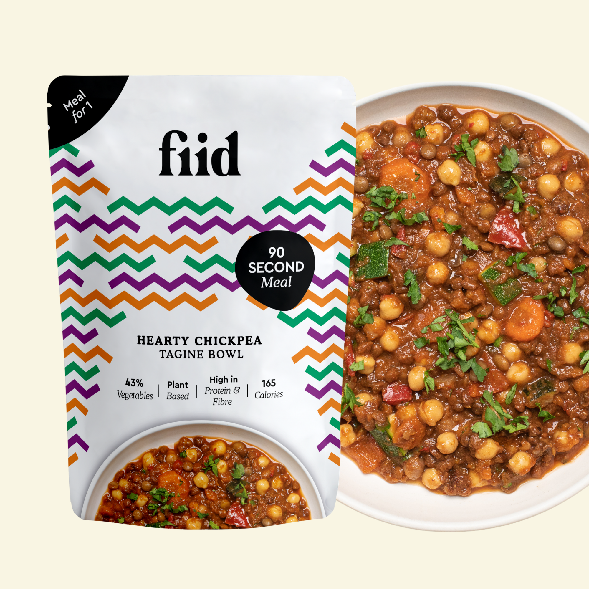 fiid – wholesale Shelf-stable prepared meal – Chickpea Tagine Bowl - 275g - Vegan Meal1