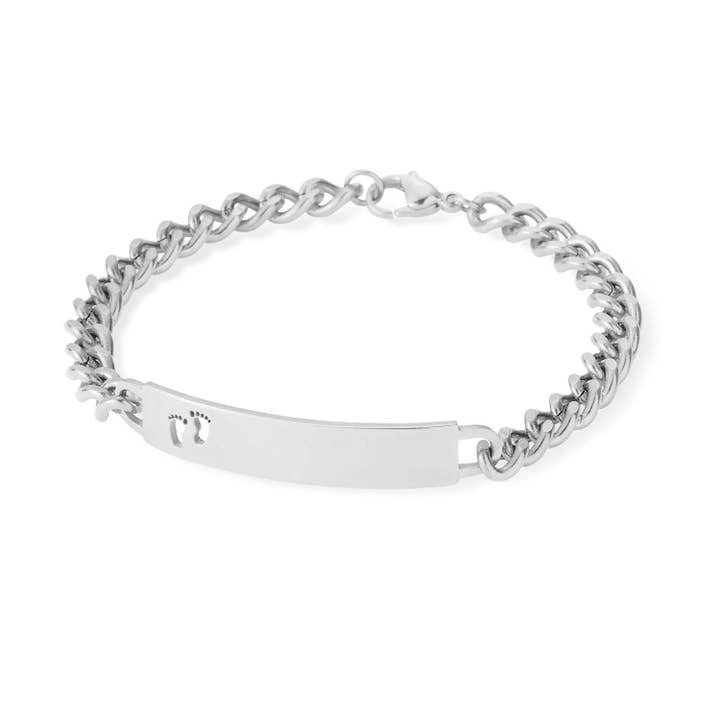 Speidel – wholesale Link & chain bracelet – Ladies ID Bracelet with Pierced Footprints Cutout