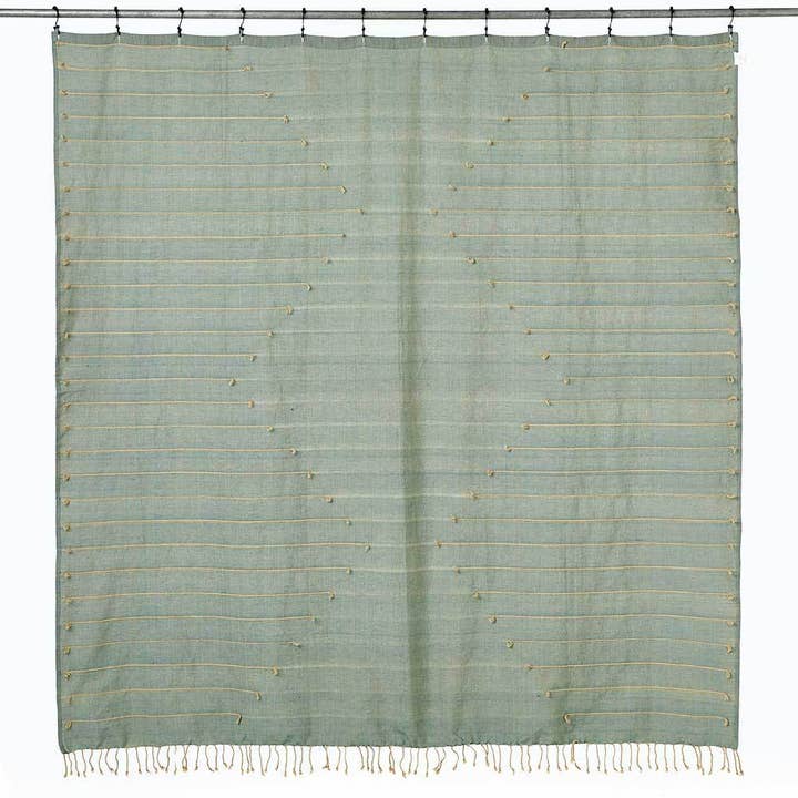 Aqua Ridgeline Reflection Woven Shower Curtain for wholesale by SERRV International