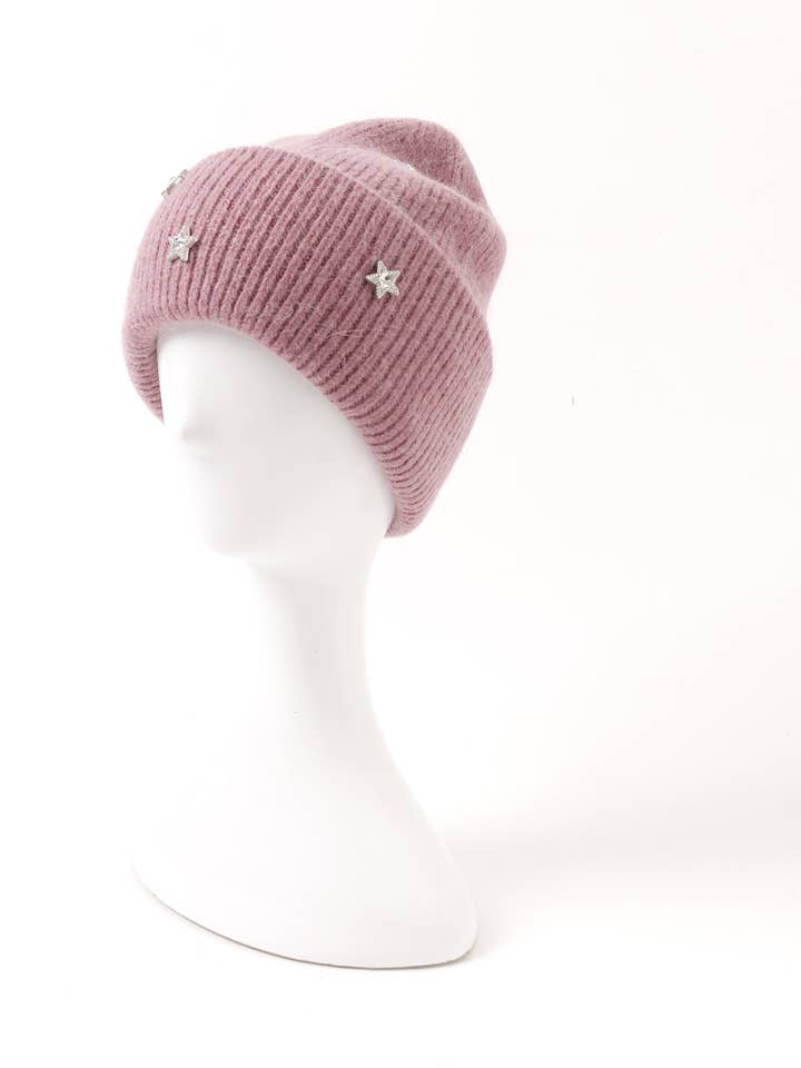 Star Embellished Angora Beanie Hat for wholesale by Pissenlit