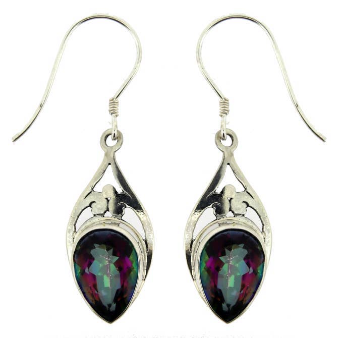 Vera Wolf - Wholesale Dangle Earrings - (242WMT) Mystic Topaz Silver Dop Earring