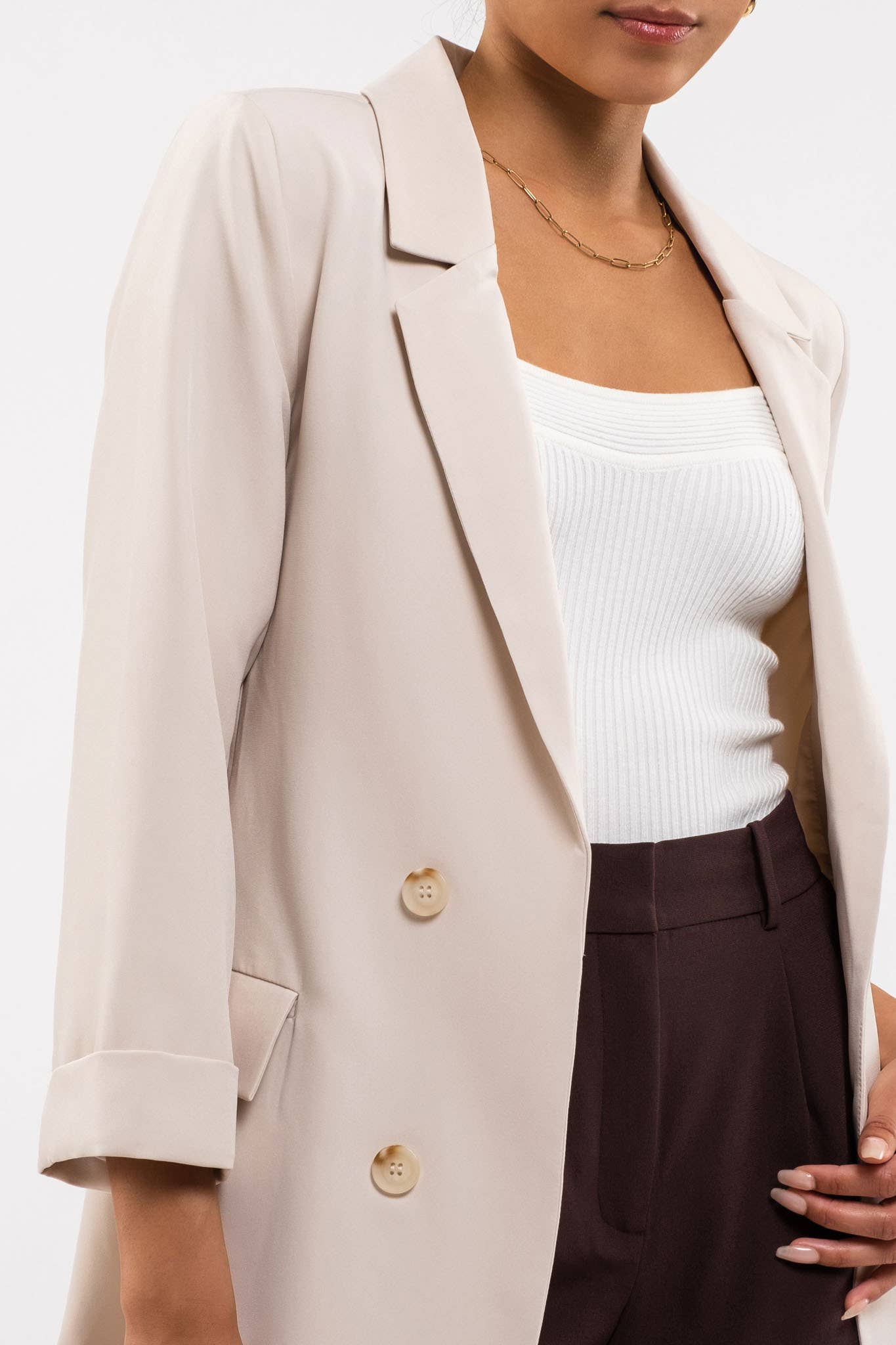 The Workshop Studio - Wholesale Blazer - Women's - SOLID FOLDED SLEEVE BLAZER8