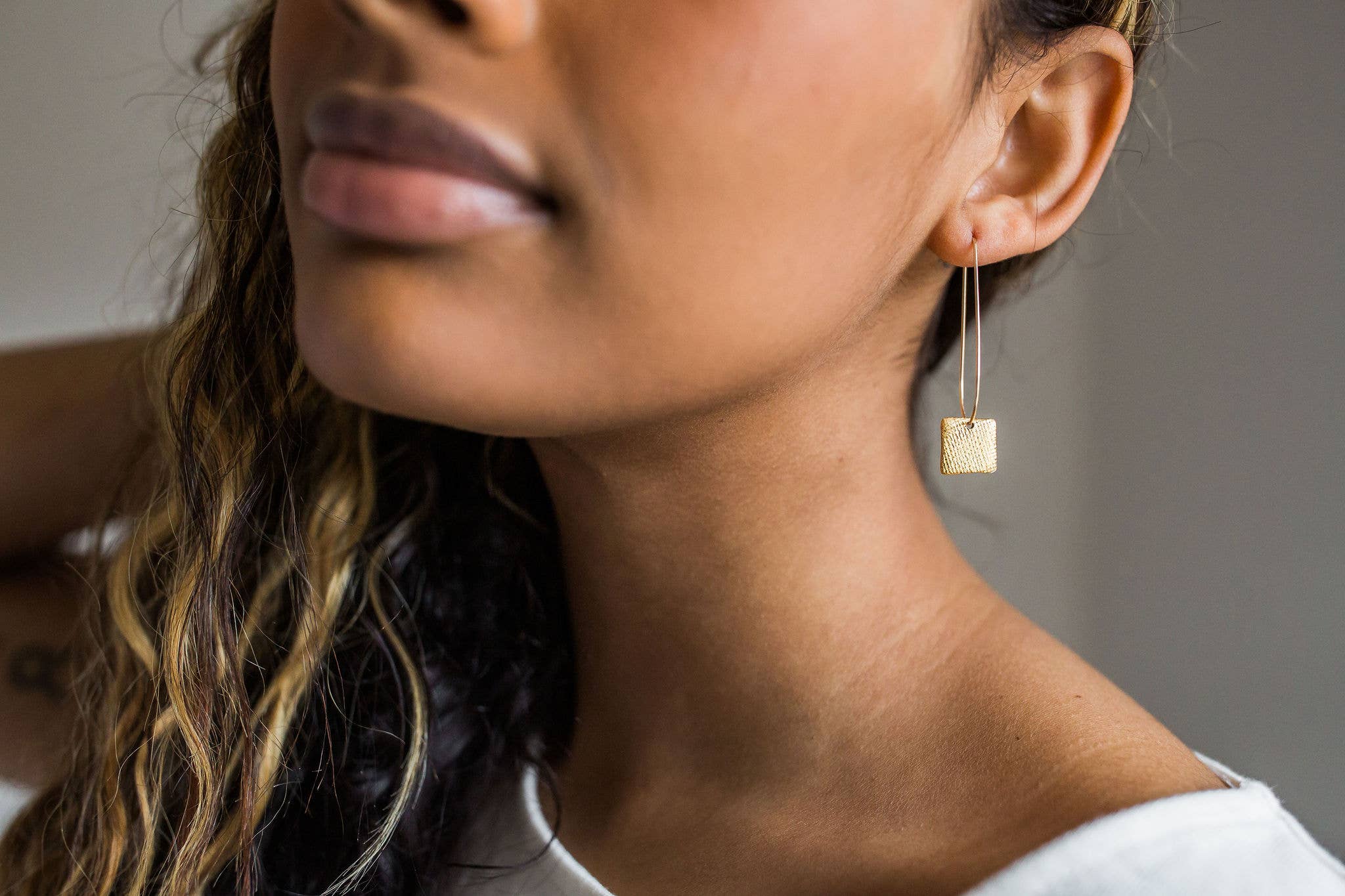 Jenna Vanden Brink Ceramics - Wholesale Dangle Earrings - Pinstripe Square Drops2