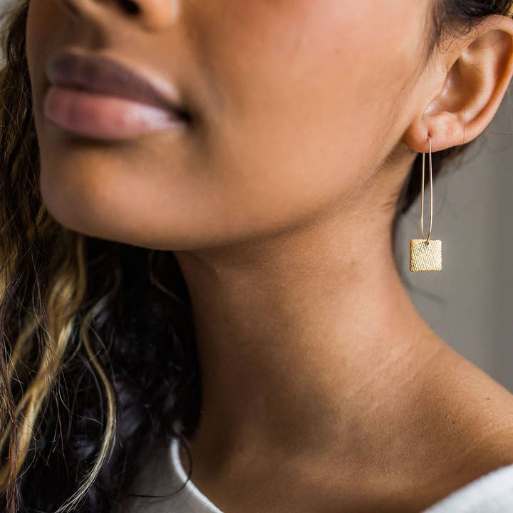 Jenna Vanden Brink Ceramics - Wholesale Dangle Earrings - Pinstripe Square Drops2