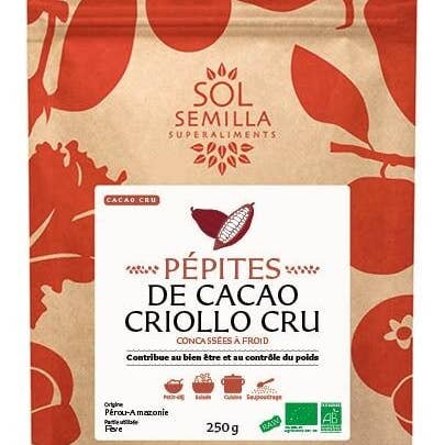 Sol Semilla - Wholesale Chocolate - Organic & vegan Criollo Raw Cocoa - Nuggets - 250 g