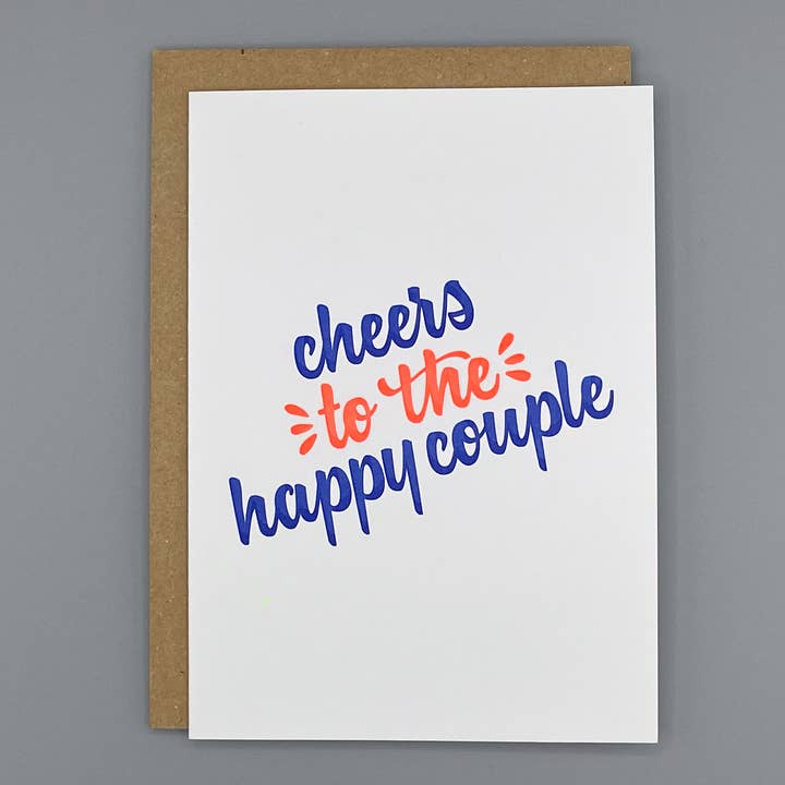 Cheers To The Happy Couple, Greeting Card for wholesale by Little Paper Soul