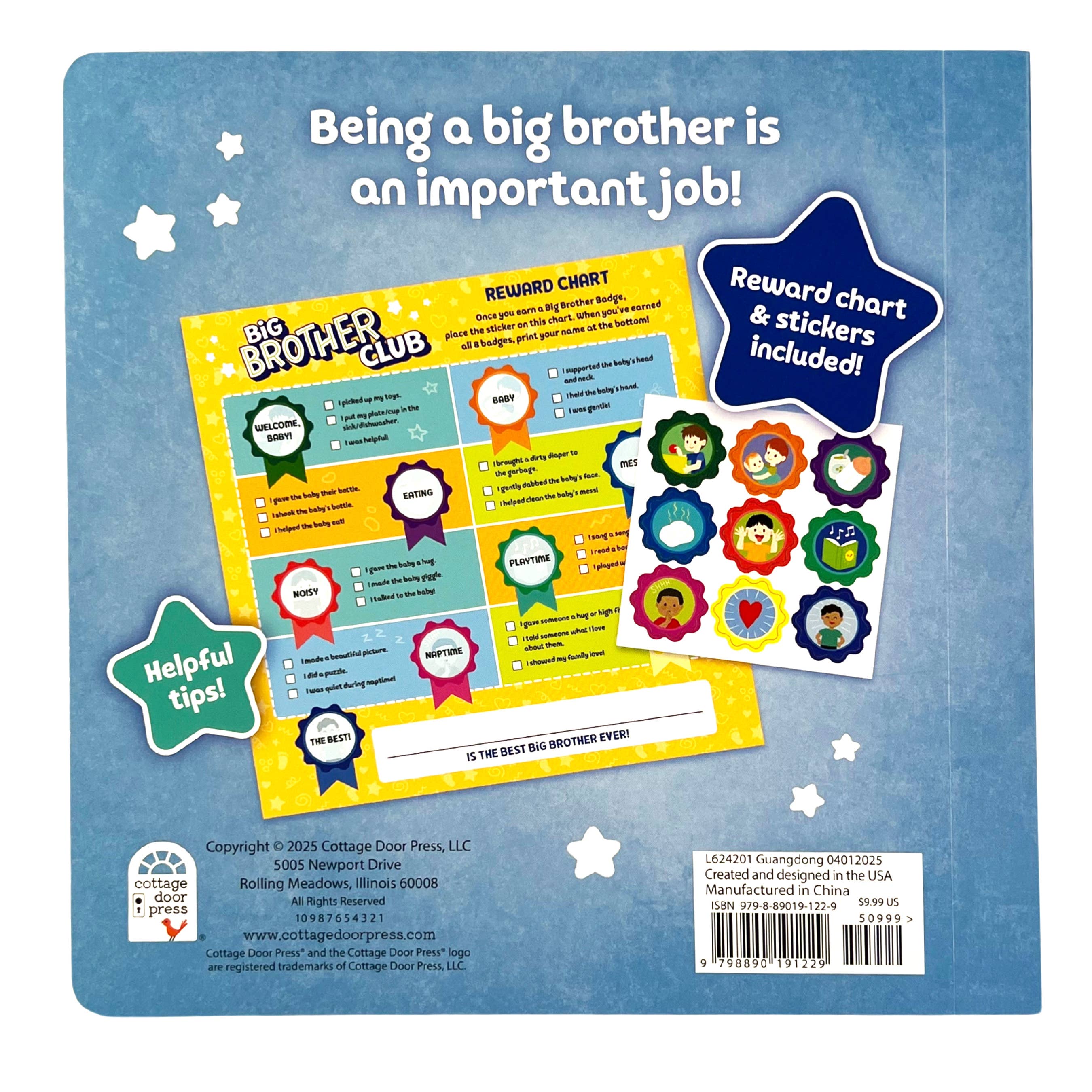 Cottage Door Press - Wholesale Preschool Book (3-5) - Big Brother Club Board Book with Reward Chart & Stickers7