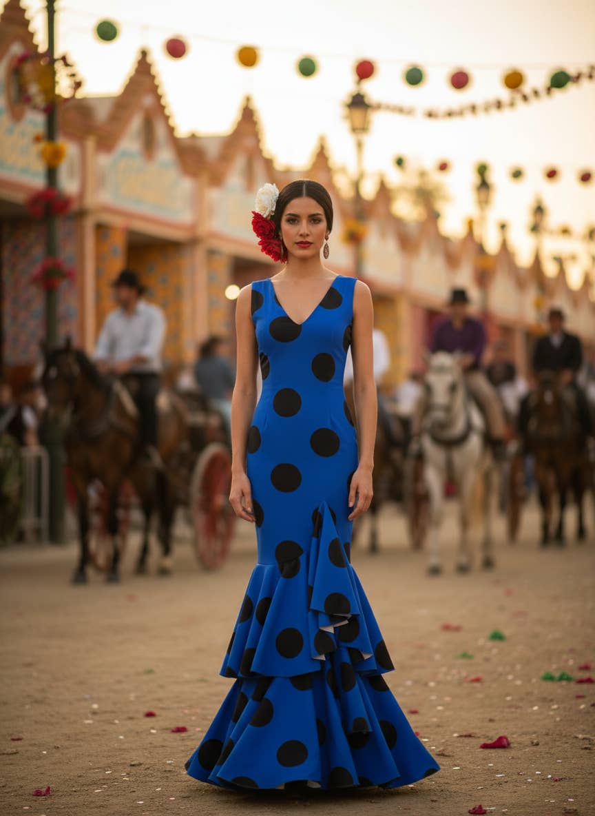 EMMA WU DESIGN X FLAMENCA ELECTRIC BLUE FLAMENCA DRESS G0492 for wholesale on Faire