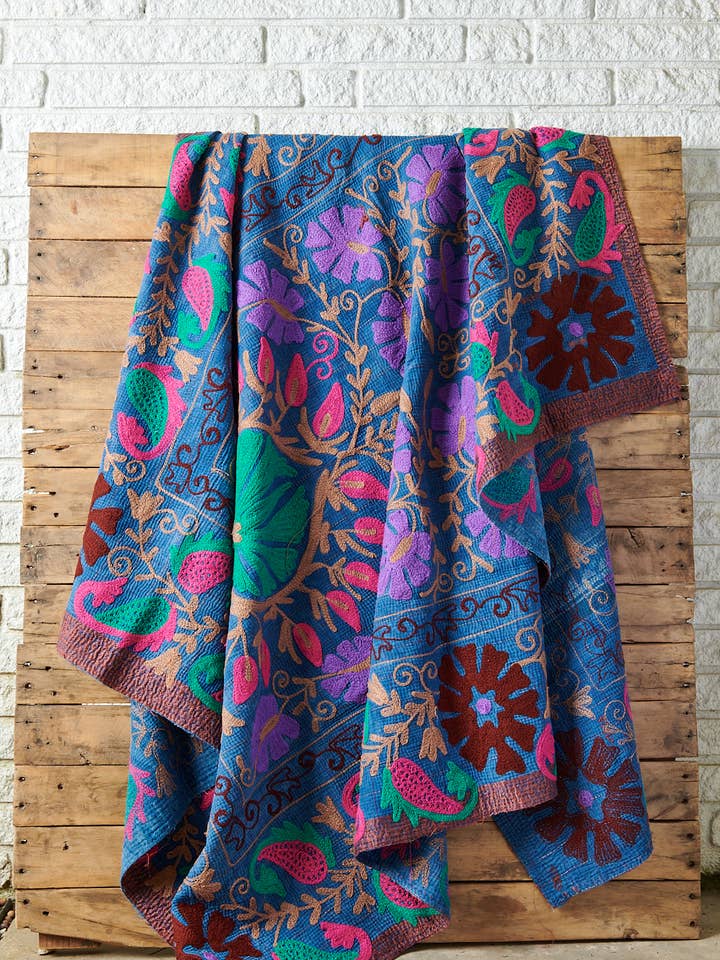 Vintage Suzani Kantha Quilt KS25232 for wholesale by Tribe Bohemian Home