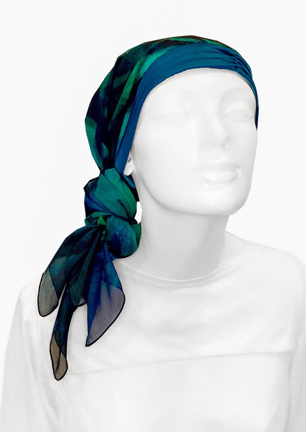 LuxCare Clothing - Wholesale Head Scarf - Women's - Fine Art Headscarf ~Peacock4