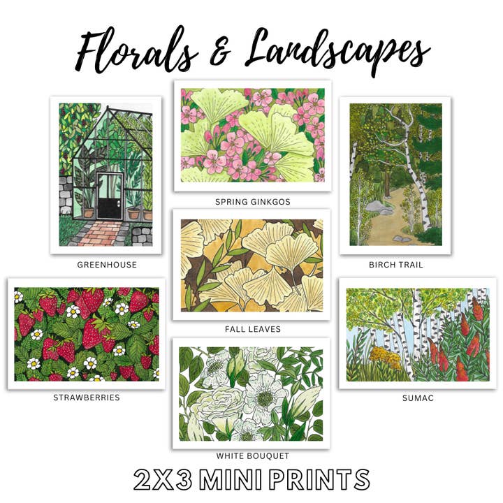 Mini-impressions florales et paysagères pour la vente par E R Kess Designs