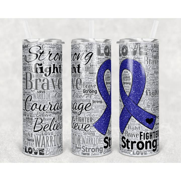 Cancer Ribbon Blue - 20oz Tumbler for wholesale by Crafted in the Loo, LLC