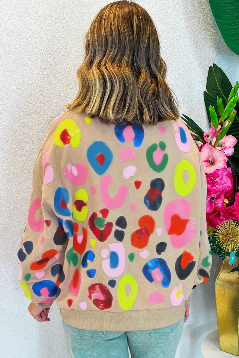 YNIQUE – wholesale Sweatshirt – Women's – Women Leopard Drop Shoulder Pullover Sweatshirt4