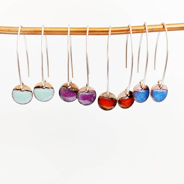 Two Tone Copper Enamel Disc Earrings for wholesale by MaisyPlum