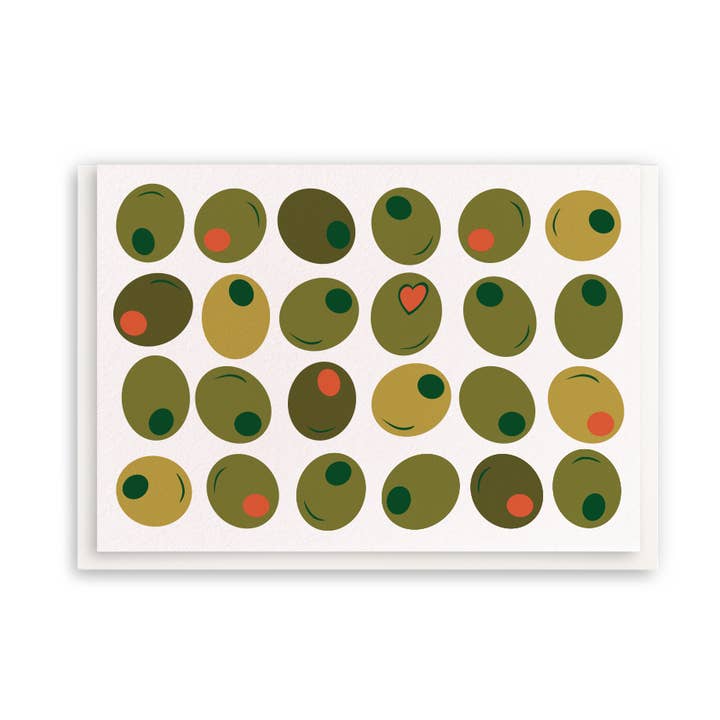 Olives - Enclosure Greeting Cards for wholesale by Dahlia Press