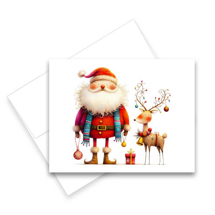 Aria Rae - Wholesale Christmas Card - Assorted Christmas Santa Reindeer Note Cards, Set of 67