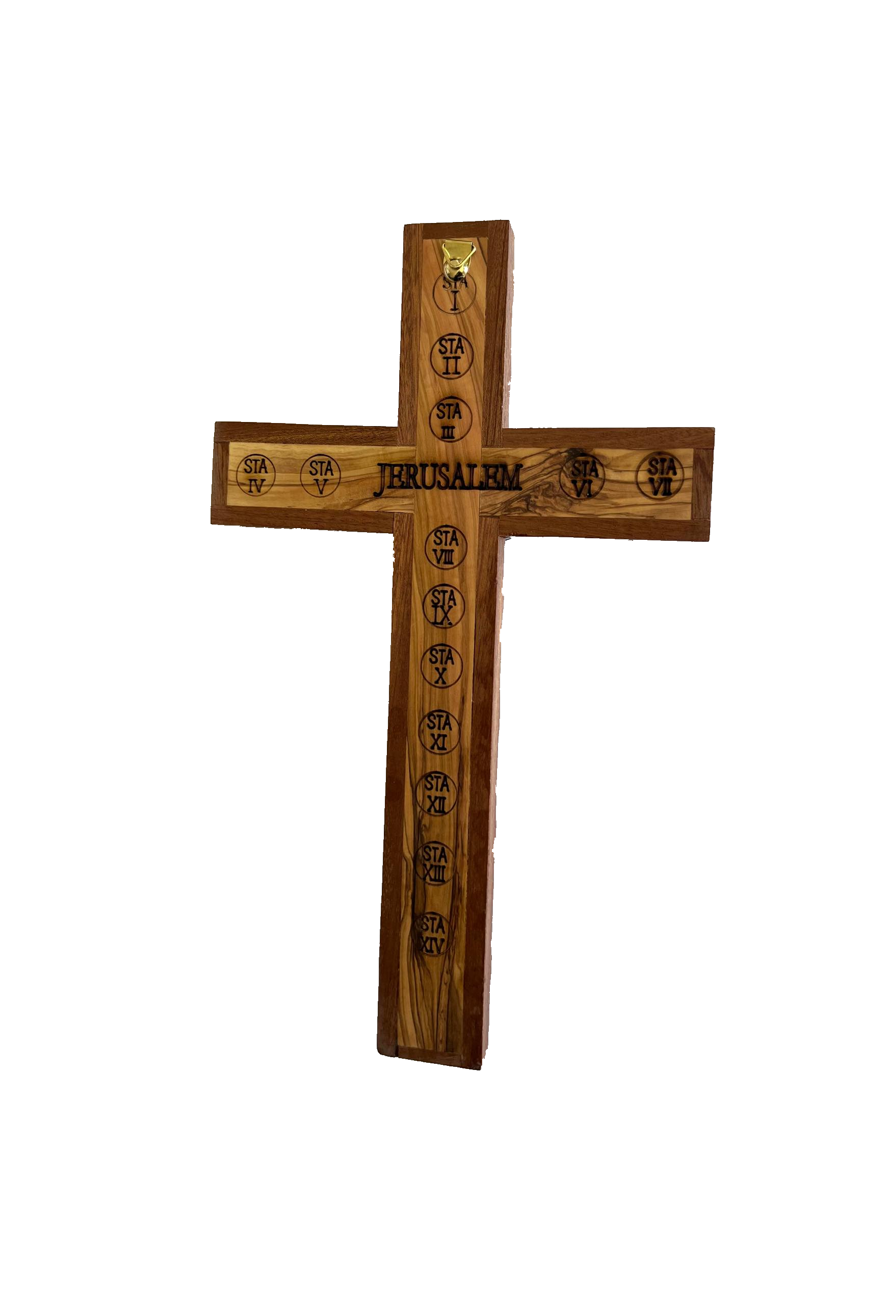 Holy Land Cradle - Wholesale Wall Cross - Hand Carved Olive Wood Crucifix Embedded with Mahogany Wood1