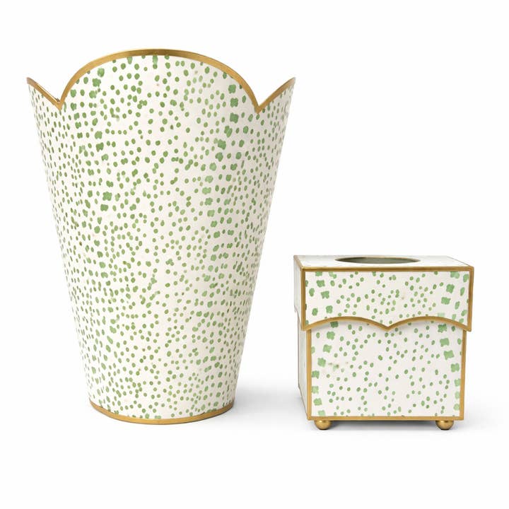 Green Polka Dot Wastepaper Basket & Tissue (3 Options) for wholesale by The Enchanted Home