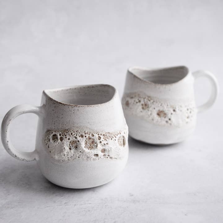 LAIMA CERAMICS (SIA Radosa Apvieniba Spares) - Wholesale Coffee Mug - MOON Collection STABILITY Mug – White Crater Glaze Stoneware