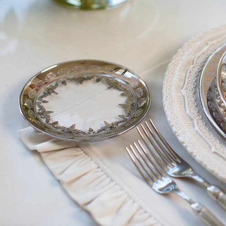 Arte Italica & Crown Linen Designs - Wholesale Appetizer Serveware - Vetro Platinum Bread / Canapé Plate2