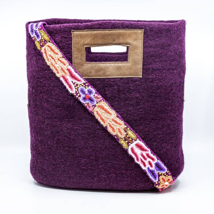 Fibres of Life - Wool & Felt - Wholesale Tote Bag - Women's - Felt & Leather Tote w/ Strap | Crossbody Bag | Wool Tote Bag3