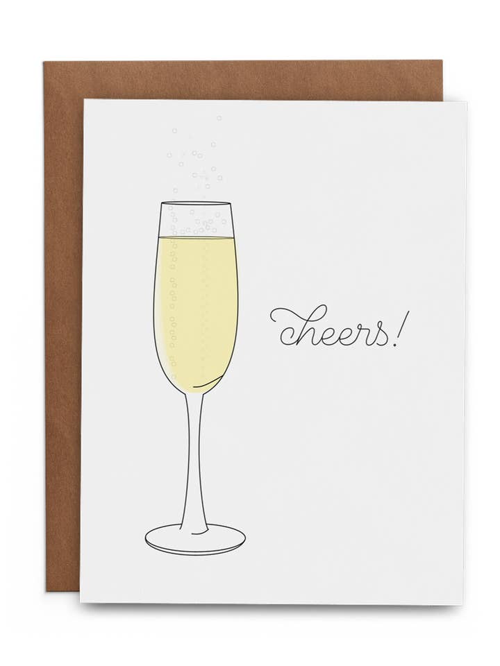 Cheers! Champagne Toast Greeting Card for wholesale by The Lost Art of Stationery