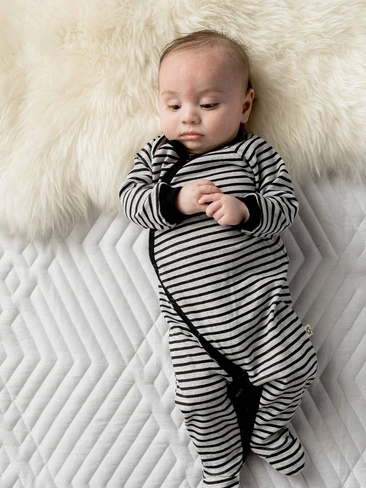 Black & Grey Stripe Kimono Sleeper for wholesale by Gertex