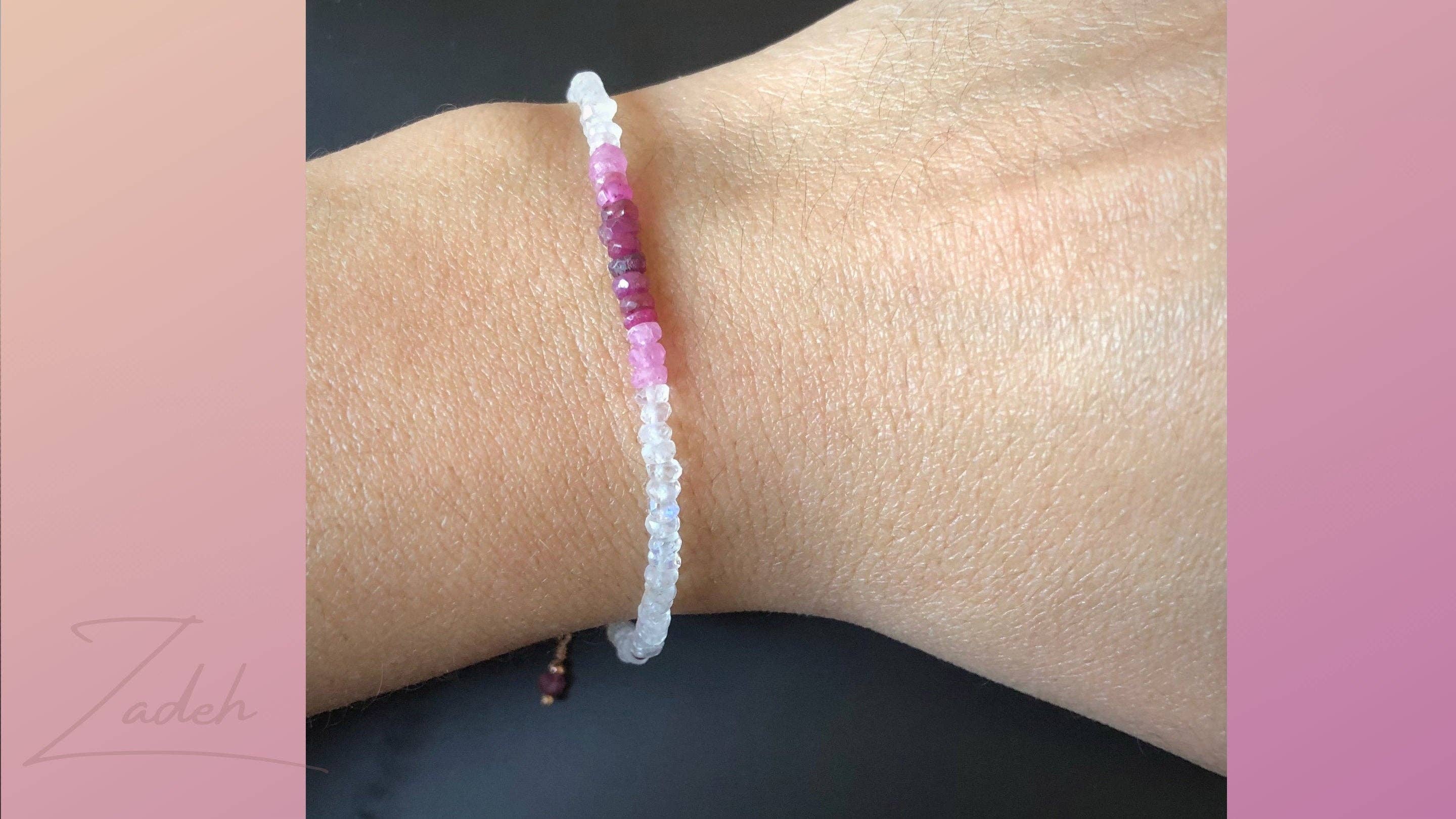 SEQAY – wholesale Pärlarmband – rubin och månsten armband, födelsesten armband för juni, juli födelsedag, pärlarmband med lutning7