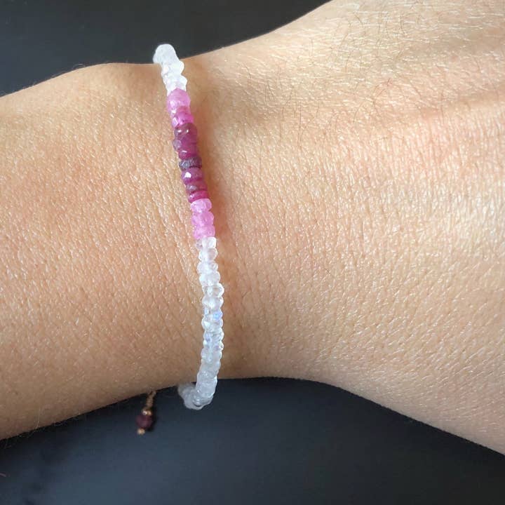 SEQAY – wholesale Pärlarmband – rubin och månsten armband, födelsesten armband för juni, juli födelsedag, pärlarmband med lutning7