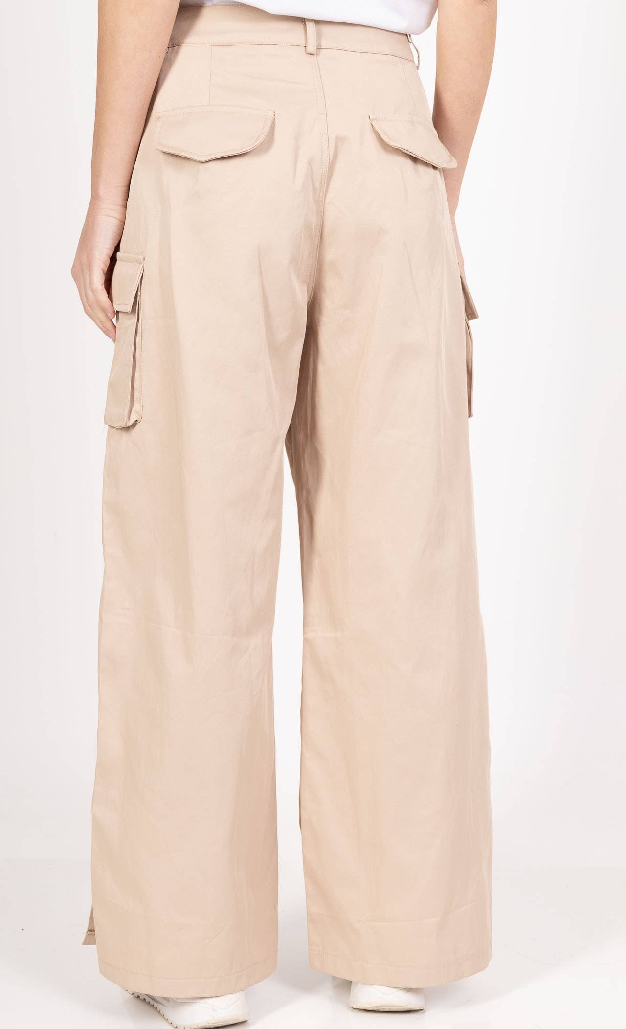 MOOYA - Wholesale Pants - Women's - Wide cotton cargo pants with pockets L2774