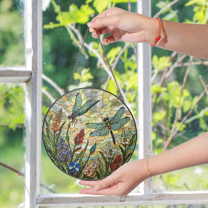 NVC Ecommerce LLC - Wholesale Suncatcher - Dragonflies and wildflowers round suncatcher, gift for mom4