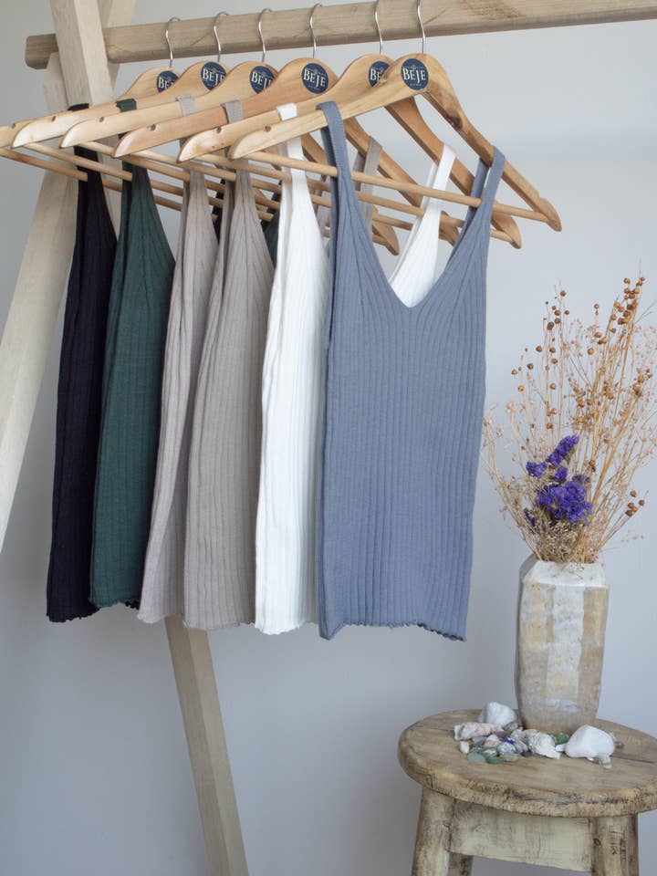 Rib Knitted Tank Top/Crafted With 100%Organic Turkish Cotton for wholesale by Beje Wear