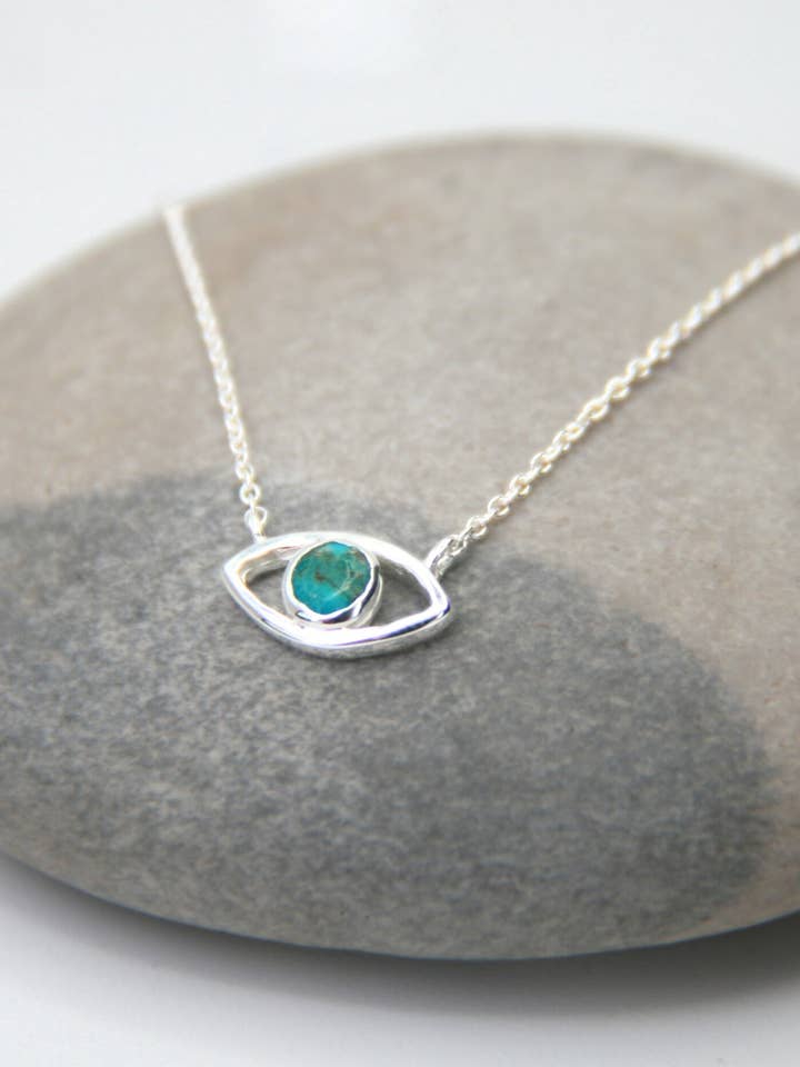 Eye of Protection in Sterling Silver and Turquoise for wholesale by Heart and Lotus Sterling Silver Jewelry