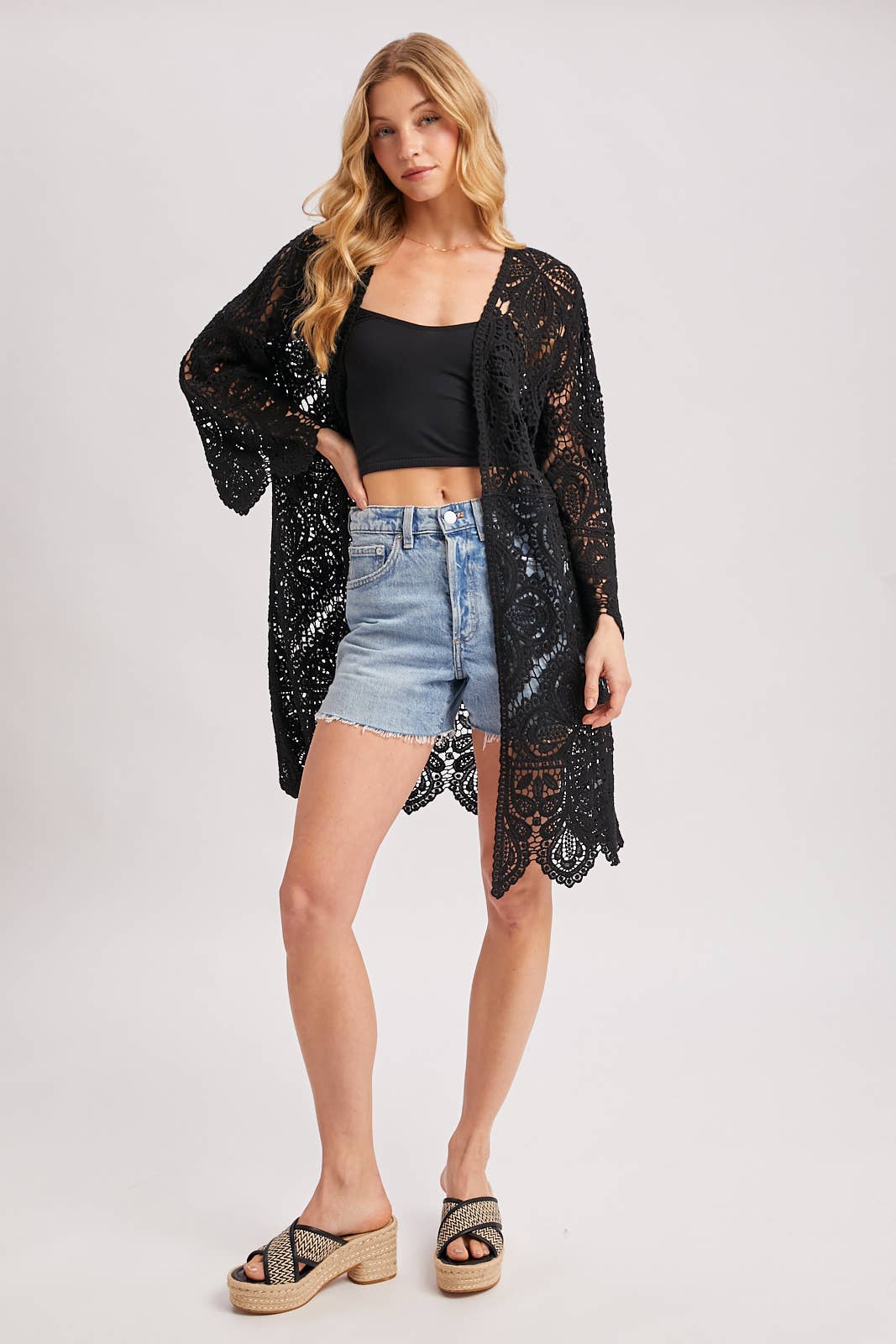 Bluivy – Engroshandel Cardigan - Dame – Bluivy hæklede cardigan med åbent front og klokkeærmer9