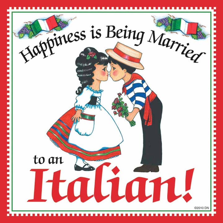 Italian Shop Gift Tile: "Married to Italian" for wholesale by European Heritage Gifts