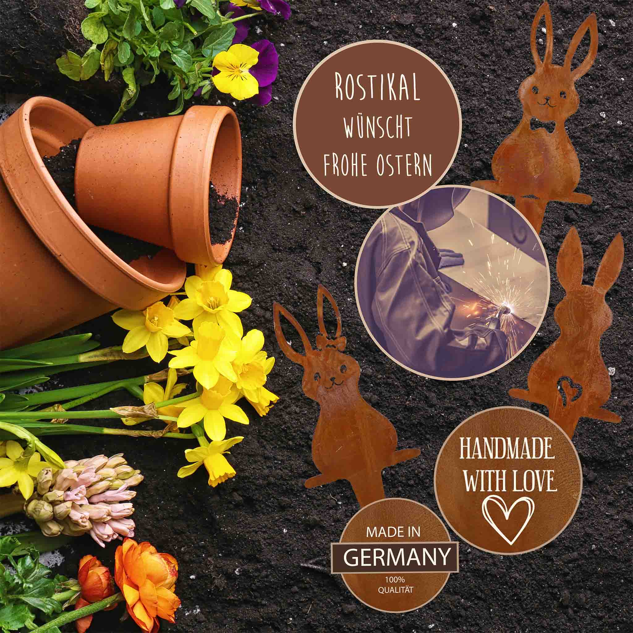 Rostikal - Wholesale Garden/Lawn Stake - Easter decoration bunny garden plug | Rust decoration spring8