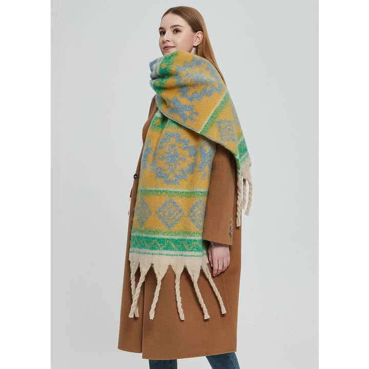 Adorro - Wholesale Scarf - Women's - Soft Chunky Western Fleece Scarf With Tassel (8 colors)