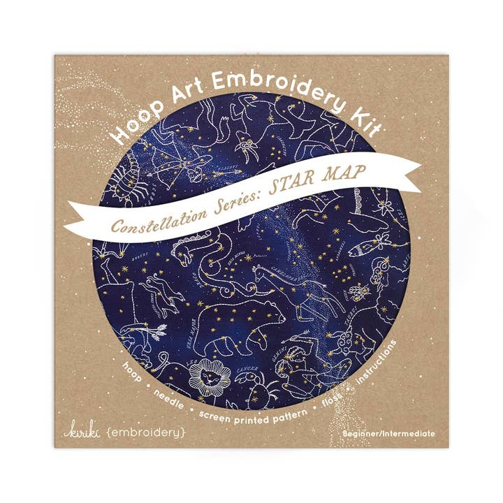 Kiriki Press - Wholesale Embroidery/Cross Stitch Supplies - Star Map - 11" Hoop Kit