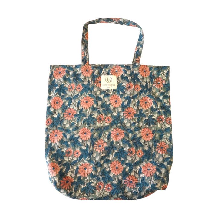 Floral printed cotton tote bag No. 130 for wholesale by Claire Beaugrand