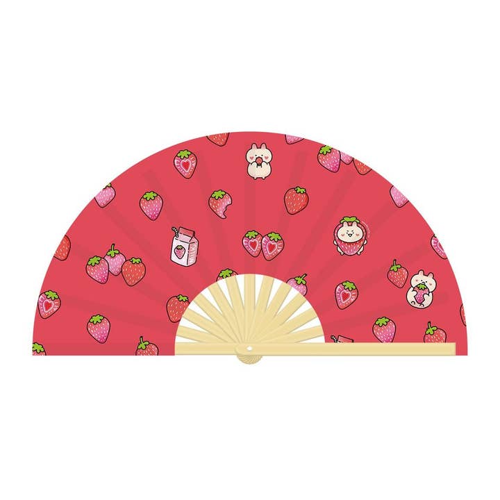 Strawberry hand fan for wholesale by Wanderella