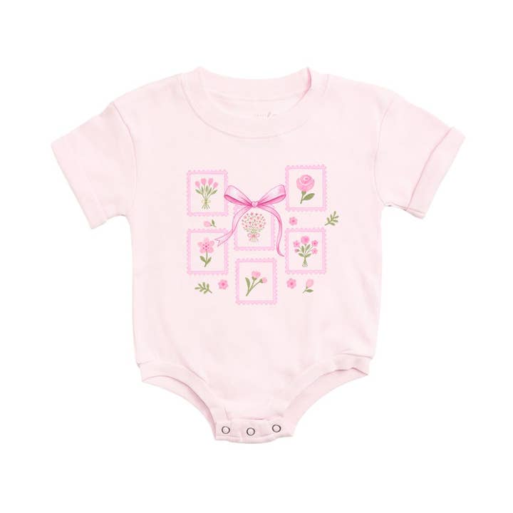 Combinaison à manches courtes avec nœud bouquet - Vêtements pour bébé - Printemps pour la vente par Sweet Wink