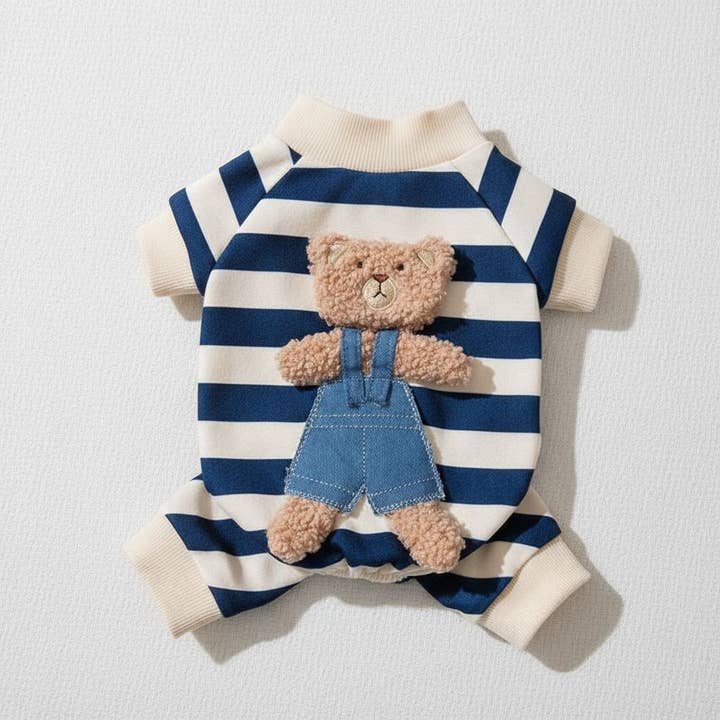 Pijamas Adorables de Perro a Rayas para Inviernos Acogedores para venta al por mayor de kapeit