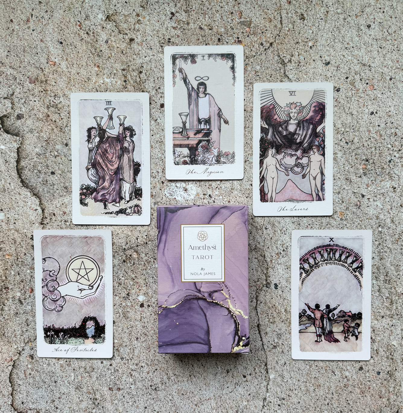 NOLA JAMES - Wholesale Tarot Cards - Amethyst Tarot Cards- Based on Rider Waite Tarot  1