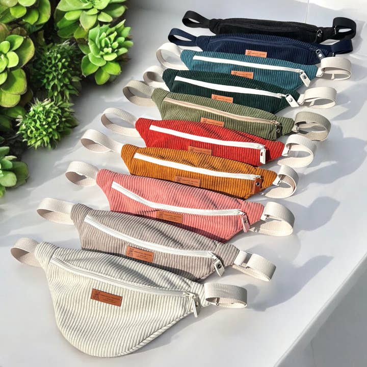 Pack of 12 "Corduroy" banana bags for wholesale by Emmanuel Création