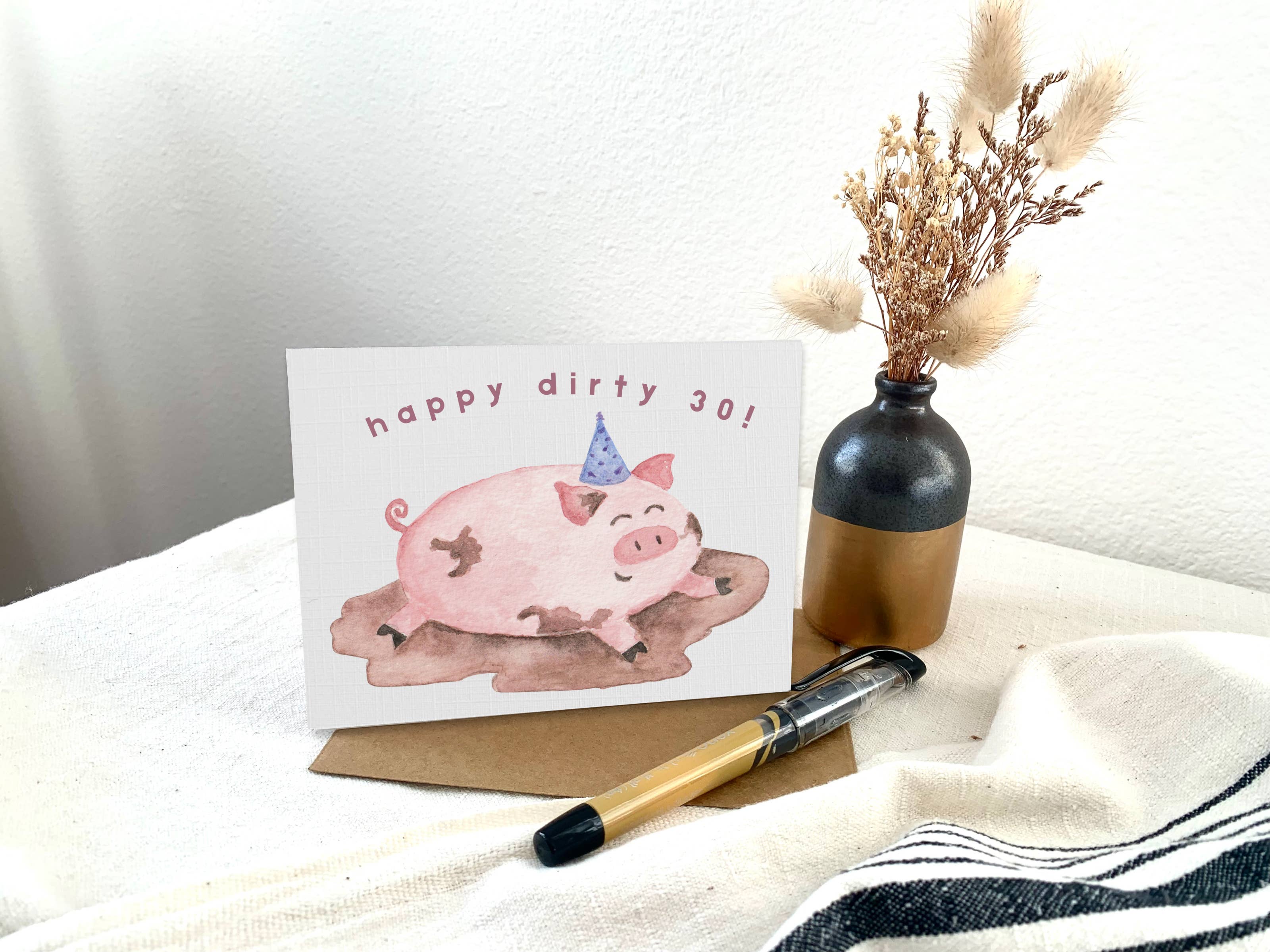 Pink Hill Press - Wholesale Birthday Card - Dirty thirty pig card for 30th birthday1