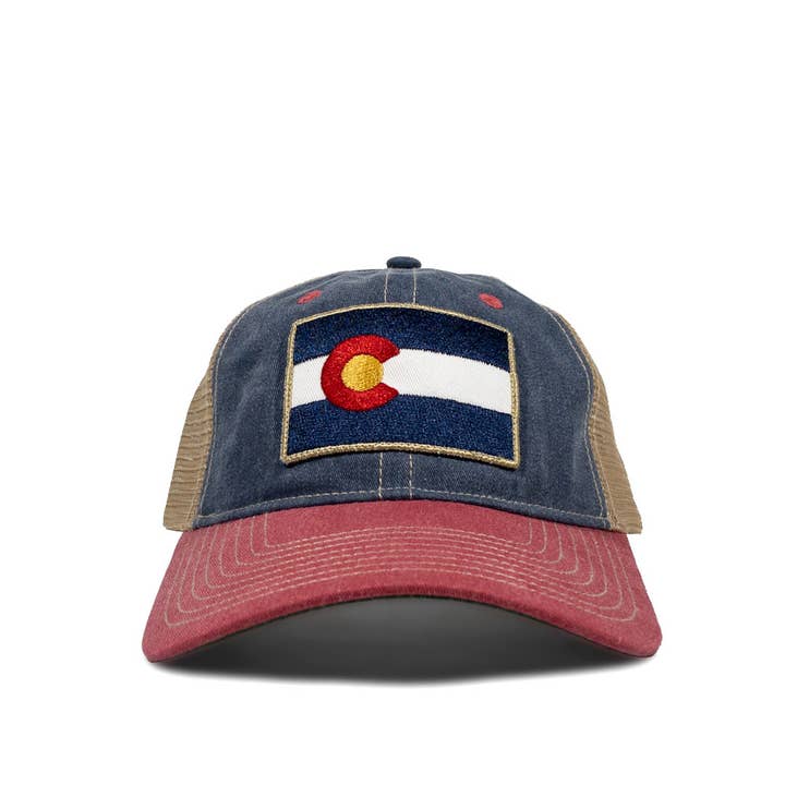 YoColorado - Wholesale Trucker Hat - Unisex - Hat - Vintage Denim Flag Patch Trucker2