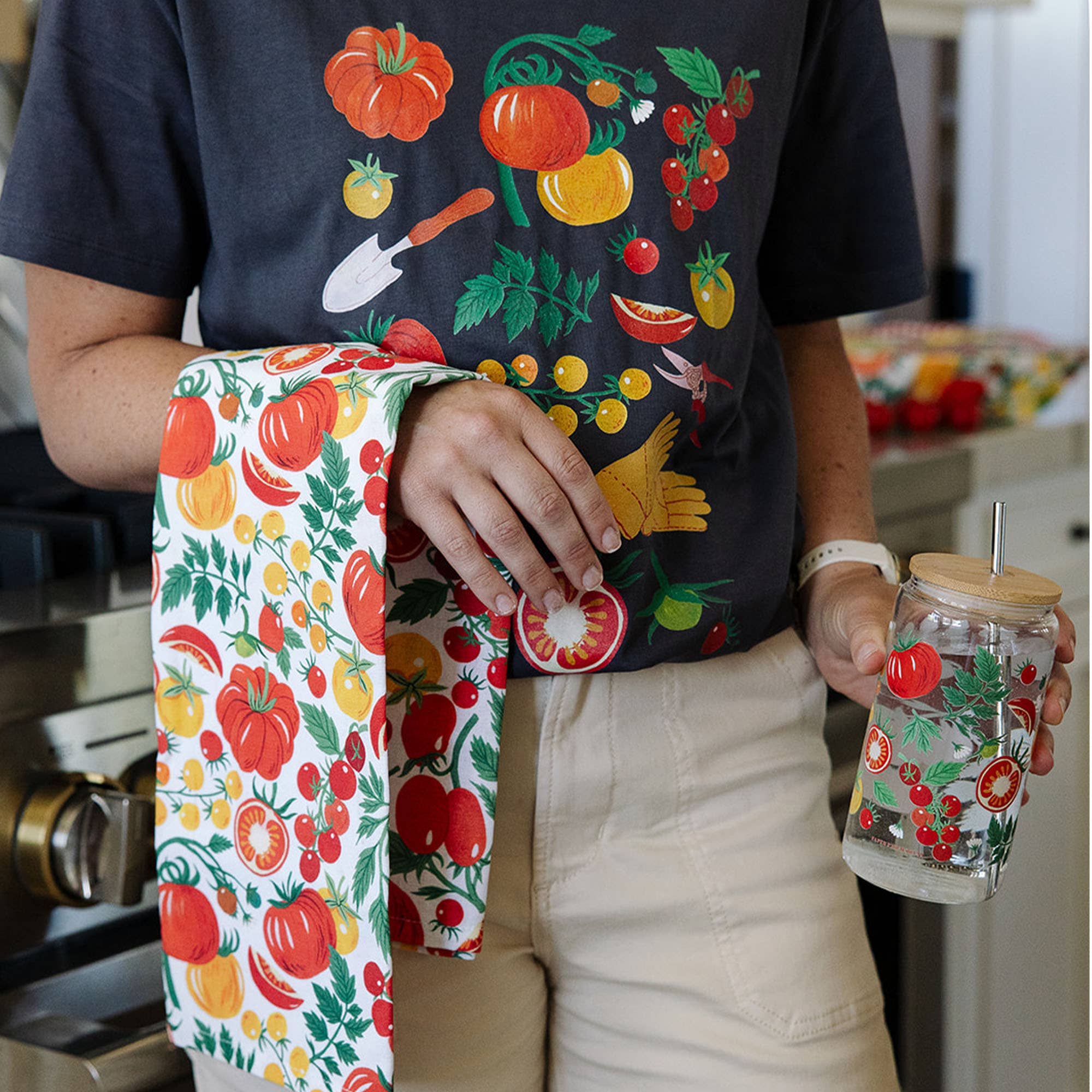 Paper Farm Press - Wholesale Tea Towel - Tomato Vine Tea Towel3