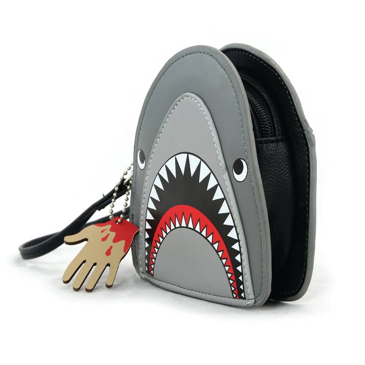 COMECO INC - Wholesale Wallet - Women's - Scary Shark Wristlet with Chained Bloody Hand in Vinyl Material1