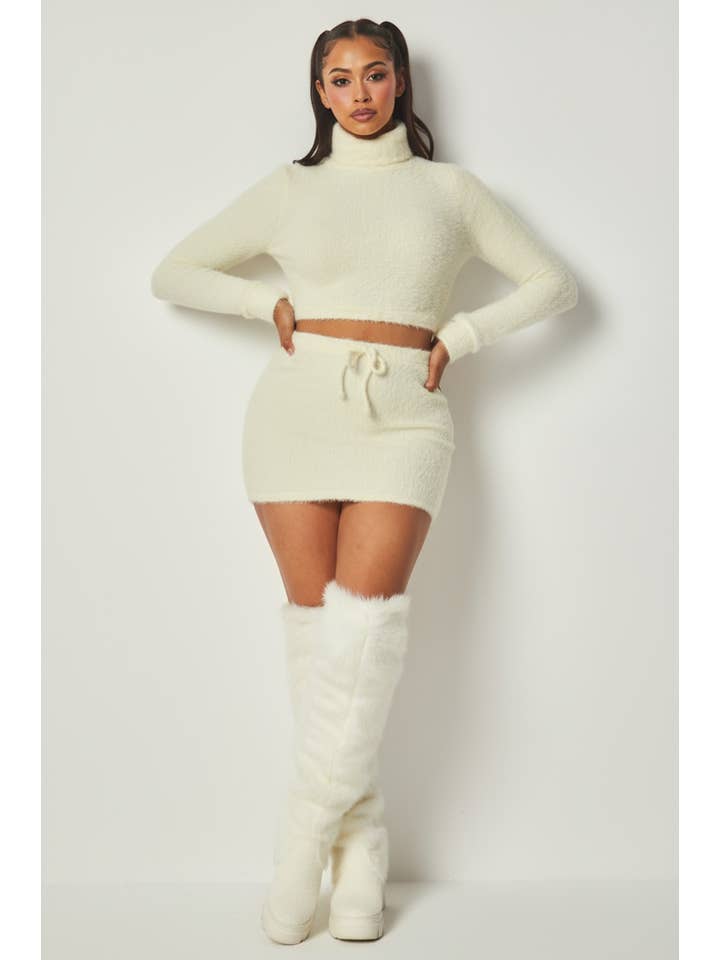 5besties inc - Wholesale Top & Skirt Set - Women's - FURRY TURTLE NECK AND SKIRT SET5